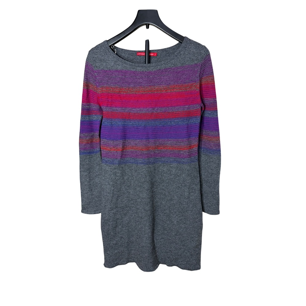 Krimson Klover Merino Wool Blend Striped Sweaterâ Dress Gray Purple Pink Medium